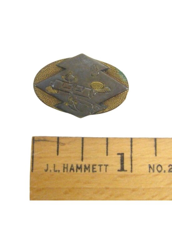 Obidome Belt Buckle for Japanese Kimono .9 in Metal Scholar Scroll main image 4